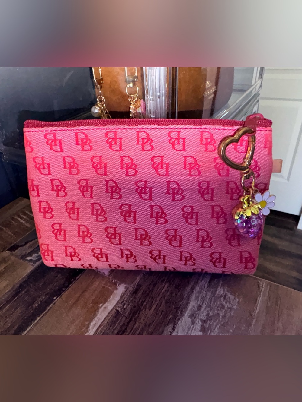 Pink Dooney Bourke Logo-Print Women’s Wristlet Pouch